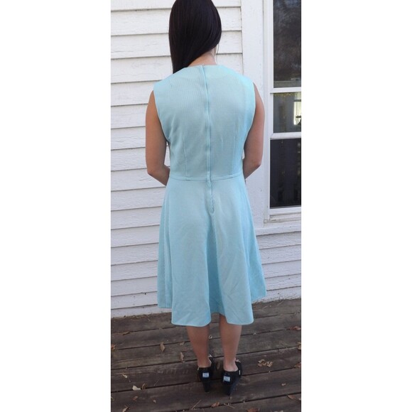 60s Mod Dress Sleeveless Blue Striped Vintage Casual Summer S M - Picture 3 of 9